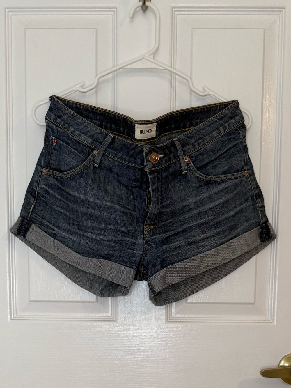 Hudson Jeans Dark Indigo Rolled Cuff Denim Shorts